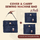 Graphic of three navy Cover & Carry sewing machine bags, labelled 3 pack