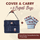 Cover & Carry sewing machine bag in navy shown with three clear project bags with red trim