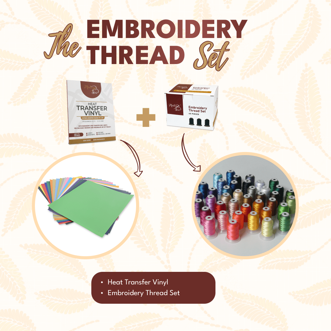 Embroidery Thread Set & Heat Transfer Vinyl Bundle - MadamSew