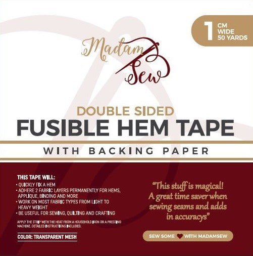 Fusible Hem Tape - 50 yards; Available in Two Widths - MadamSew