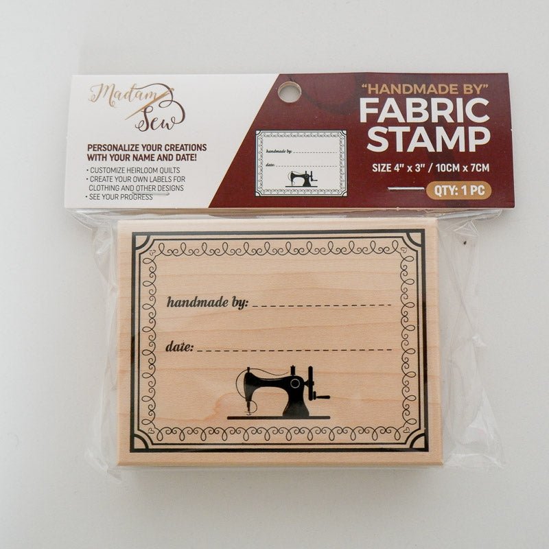 "Handmade By" Fabric Stamp - Personalize Your Handmade Creations! - MadamSew