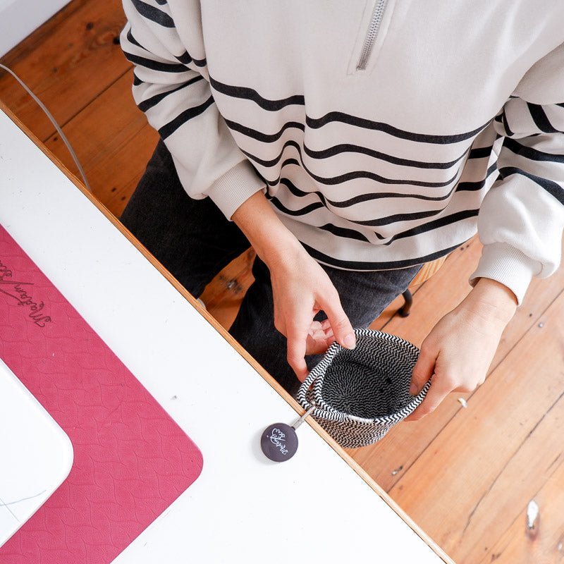 Hanging Scrap Bin With Magnetic Pin Holder - Keep your sewing space tidy! - MadamSew