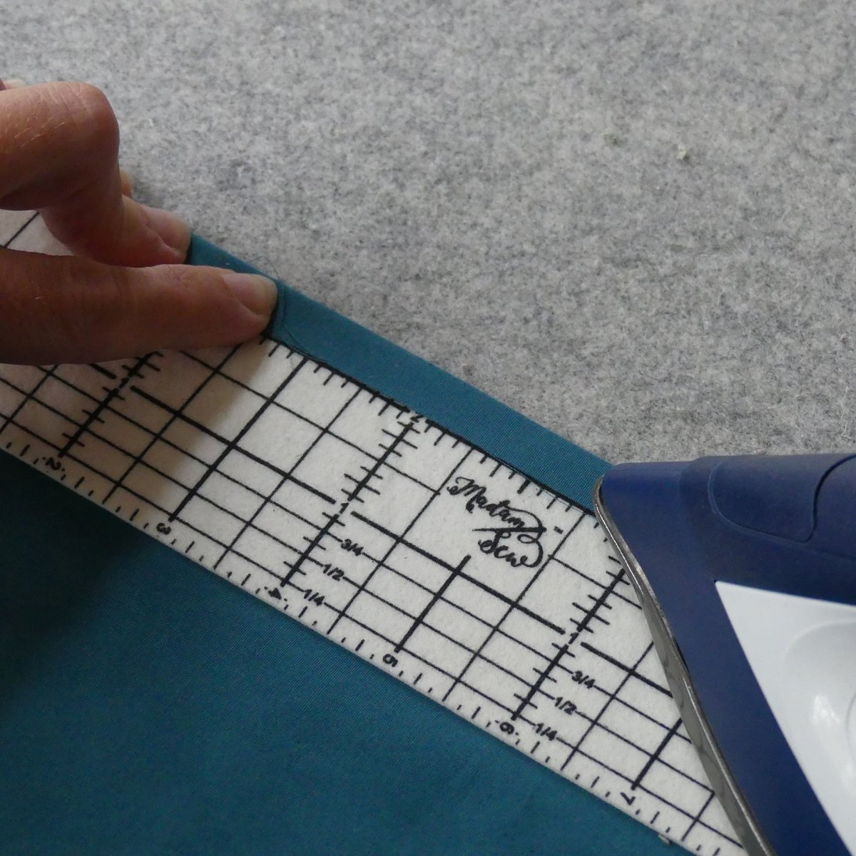 Ironing a hem with the Hot Hem Ruler