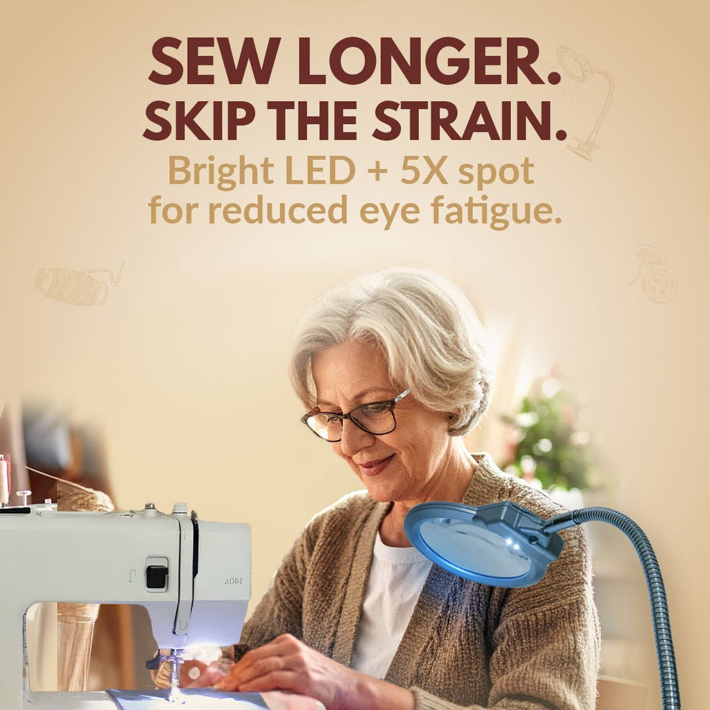 LED Light - Up Magnifier with 1 - inch Table Clamp - MadamSew