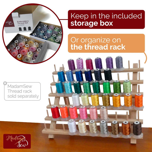 Machine Embroidery Thread - 40 spools of 500 yards - MadamSew