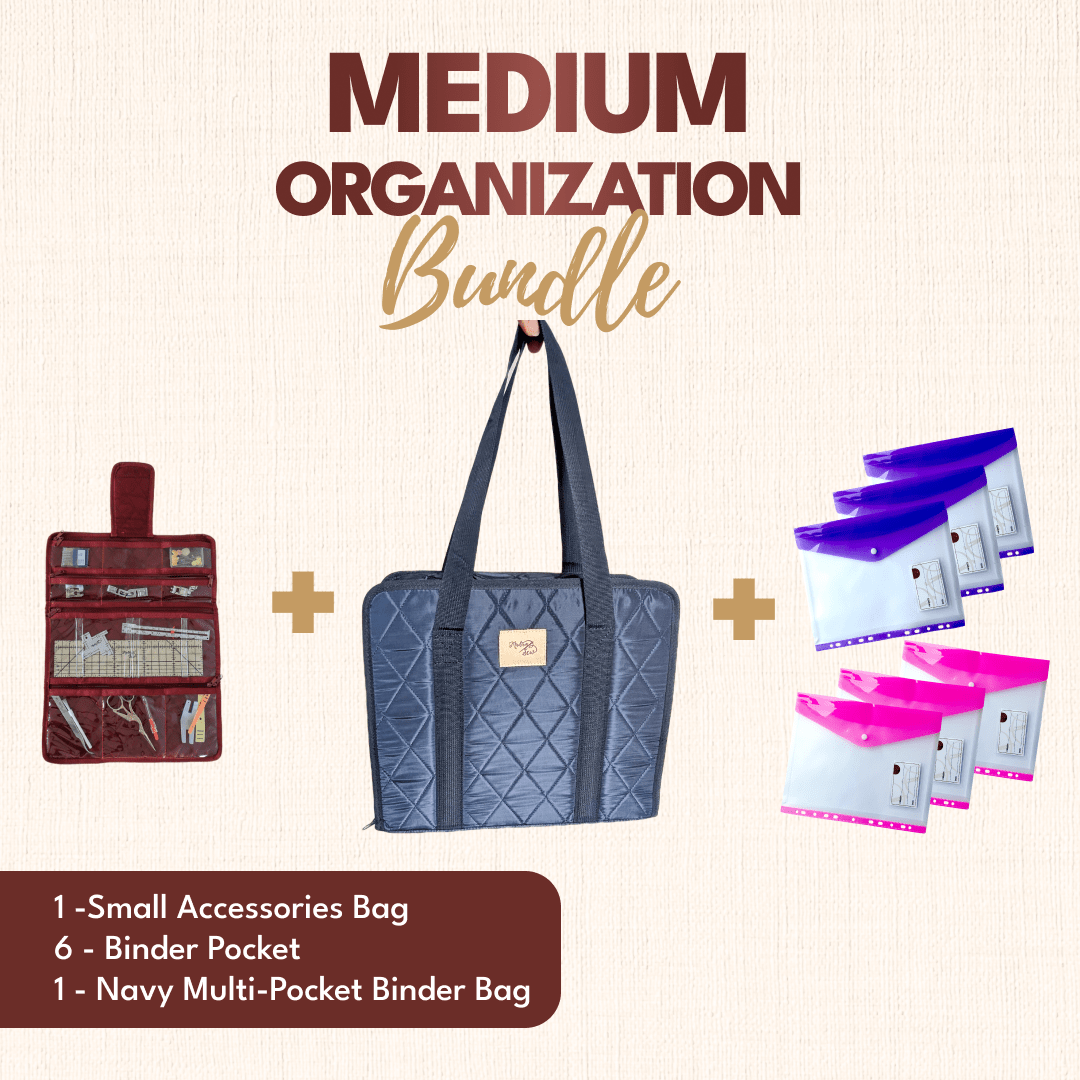 Medium Organization Bundle - Navy Binder Pocket - MadamSew
