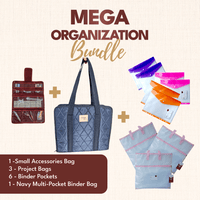 Mega Organization Bundle - Light Pink 3 Pack Project Bag - Navy - MadamSew