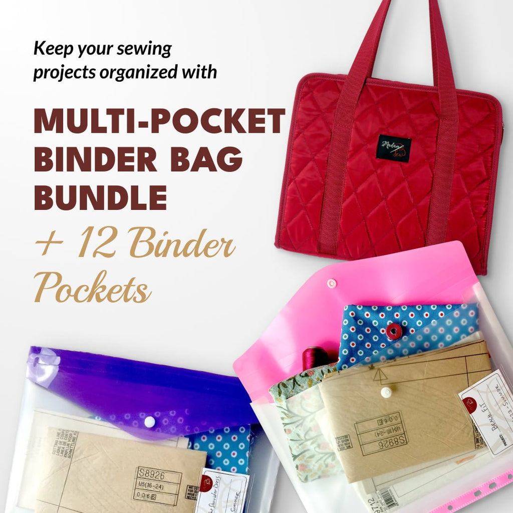 Multi - pocket Binder Bag + 12 Binder Pockets Bundle - MadamSew