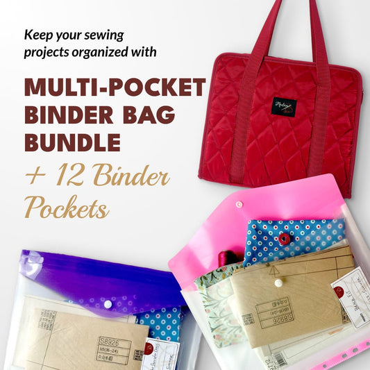 Multi - pocket Binder Bag + 12 Binder Pockets Bundle - MadamSew