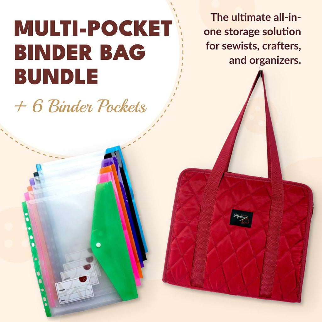 Multi - pocket Binder Bag + 6 Binder Pockets - MadamSew