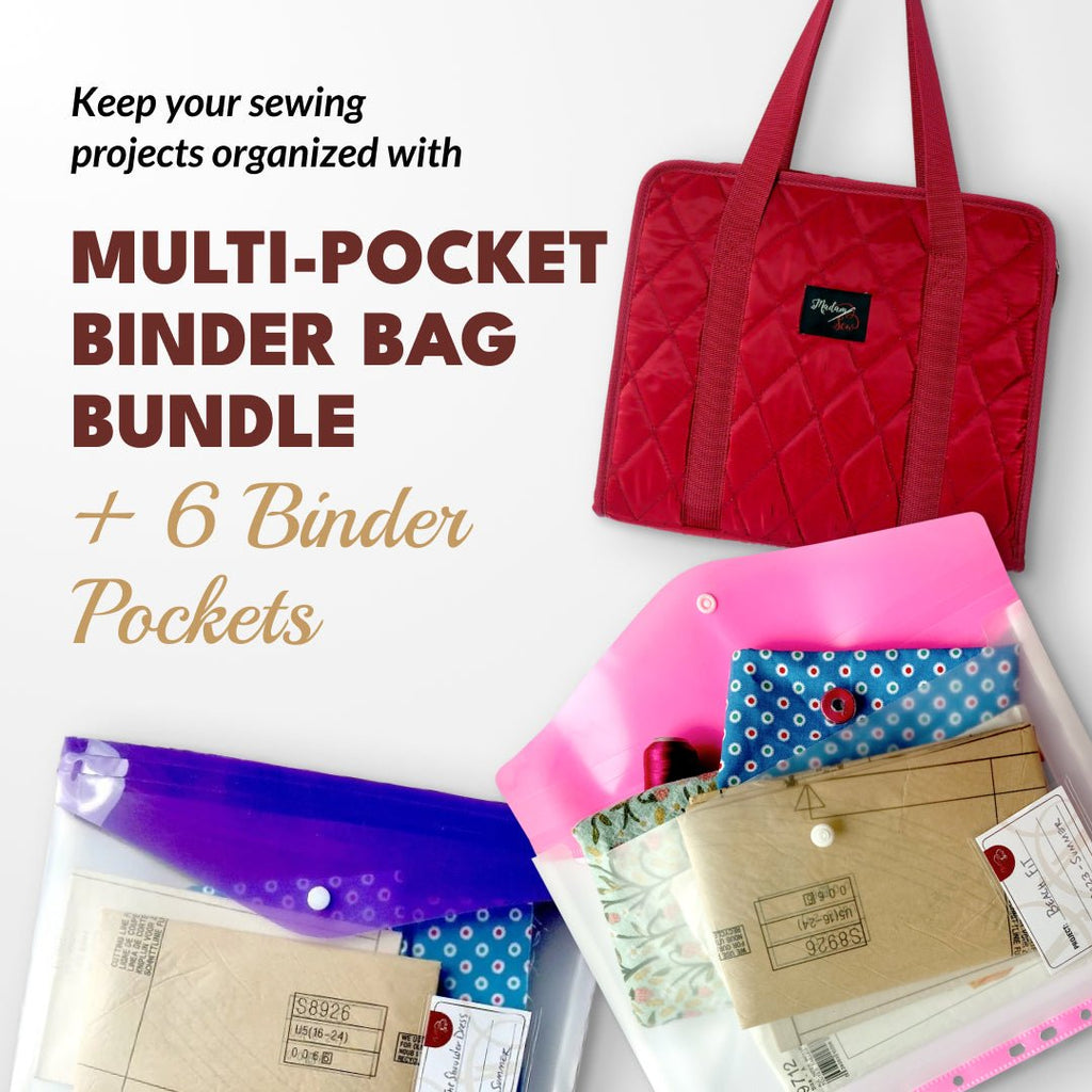 Multi - pocket Binder Bag + 6 Binder Pockets - MadamSew