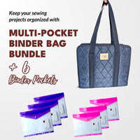Multi - pocket Binder Bag (Navy) + 6 Binder Pockets - MadamSew