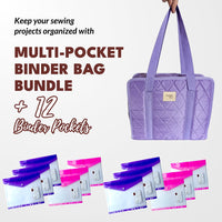 Multi - pocket Binder Bag (Purple) + 12 Binder Pockets Bundle - MadamSew