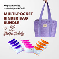 Multi - pocket Binder Bag (Purple) + 12 Binder Pockets Bundle - MadamSew