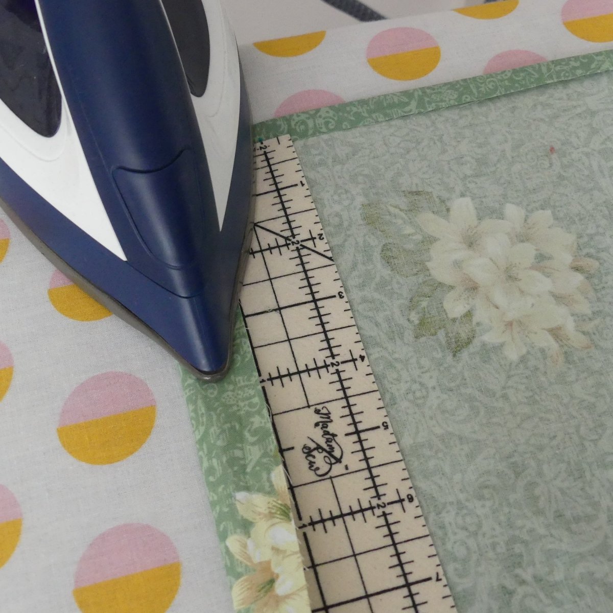 ironing corners with a hot hem ruler