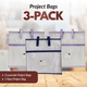 Project Bag 3-Pack - 2 Lavender with 1 Navy - MadamSew
