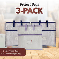 Project Bag 3-Pack - 2 Navy with 1 Lavender - MadamSew