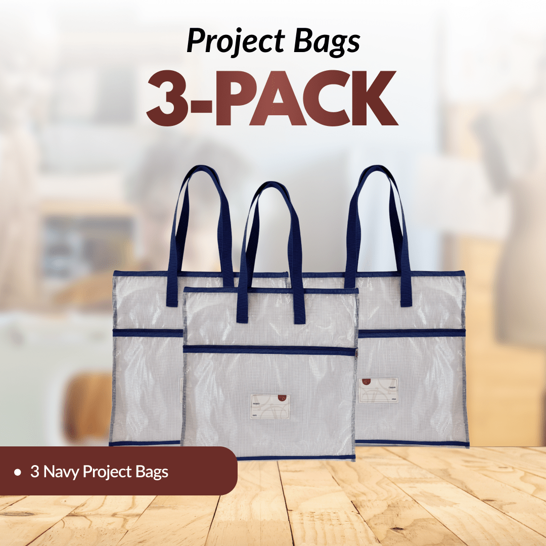 Project Bag 3-Pack - Navy Blue - MadamSew
