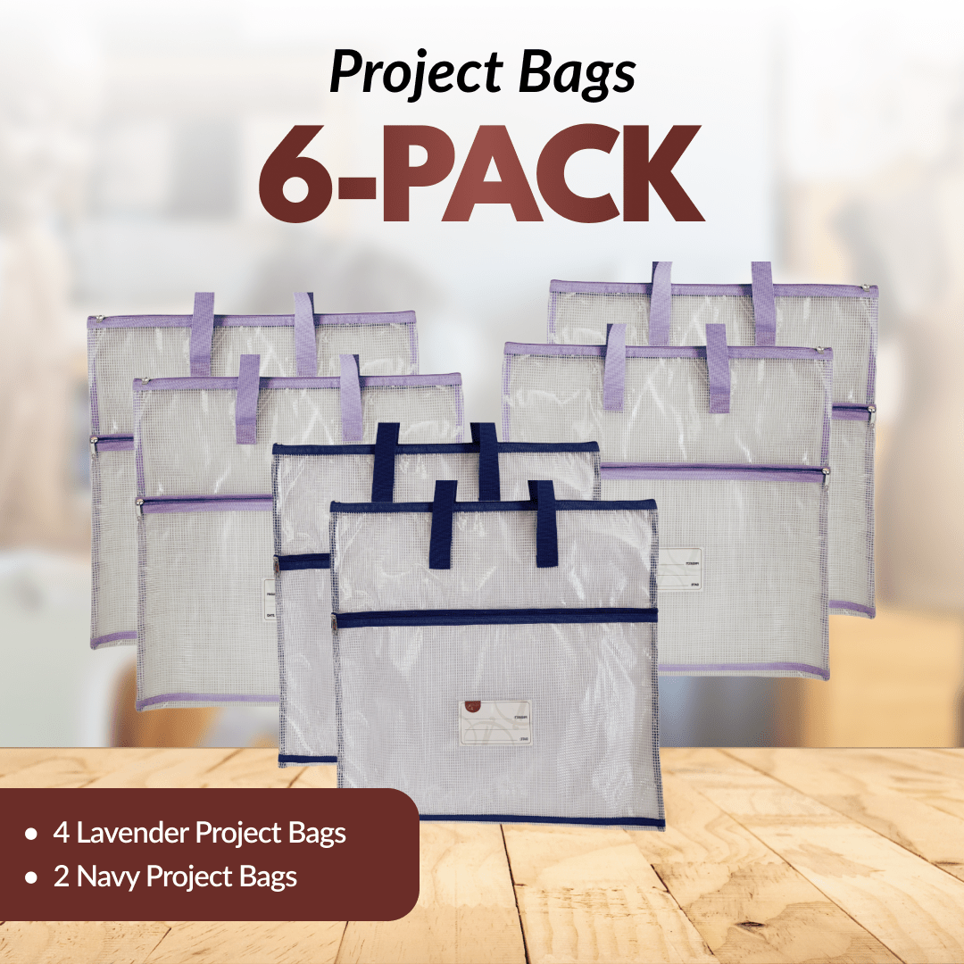 Project Bag 6-Pack - 4 Lavender with 2 Navy - MadamSew