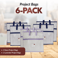 Project Bag 6-Pack - 4 Navy with 2 Lavender - MadamSew