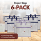Project Bag 6-Pack - 4 Navy with 2 Lavender - MadamSew