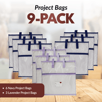 Project Bag 9-Pack - 6 Navy with 3 Lavender - MadamSew