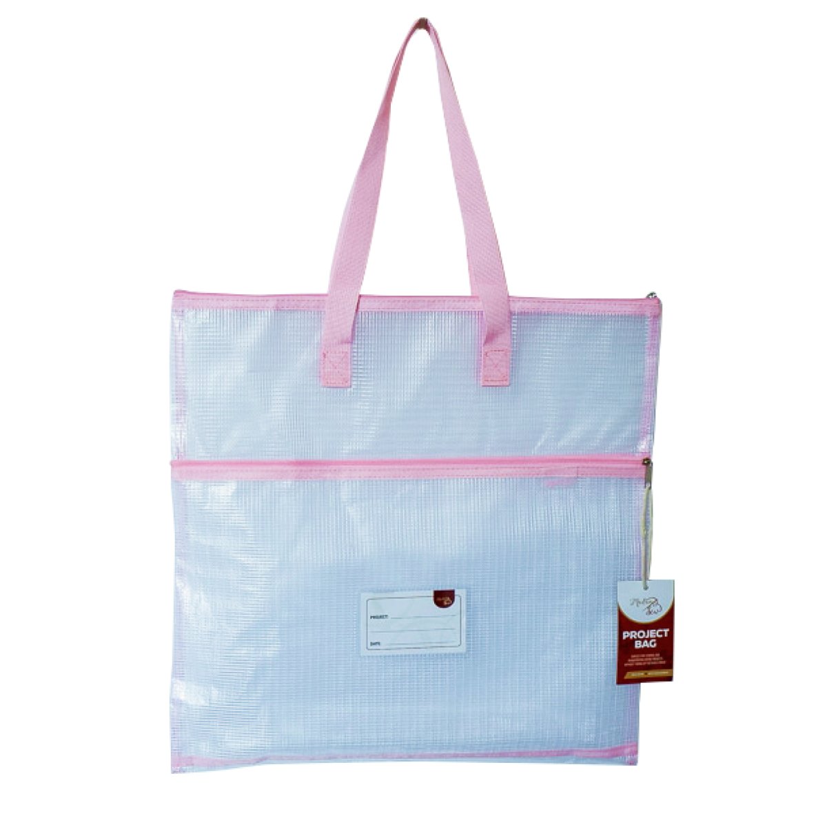 Pink and white Project Bag to store Everything for Your Project in One Place