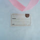 Detail of front card slot with little card that allows you to jot down project details