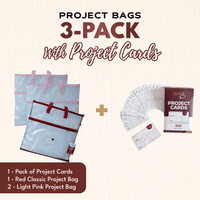 Project Bags (2 Light Pink) - 3 Pack with Project Cards - MadamSew