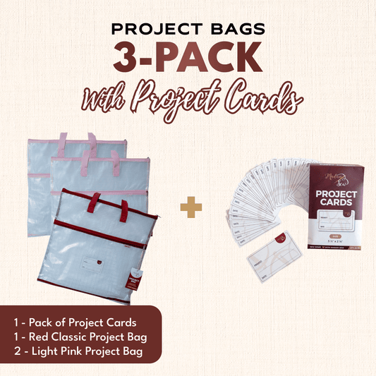 Project Bags (2 Light Pink) - 3 Pack with Project Cards - MadamSew