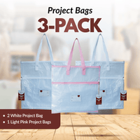 Project Bags - 3 Pack - Two White with Light Pink - MadamSew