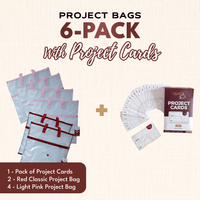 Project Bags (4 Light Pink) - 6 Pack with Project Cards - MadamSew