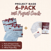 Project Bags (4 Red) - 6 Pack with Project Cards - MadamSew