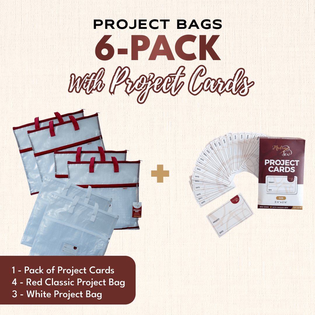 Project Bags (4 Red) - 6 Pack with Project Cards - MadamSew