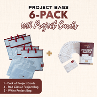 Project Bags (4 Red) - 6 Pack with Project Cards - MadamSew