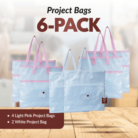 Project Bags - 6 Pack - Four Light Pink with White - MadamSew