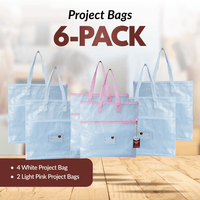 Project Bags - 6 Pack - Four White with Light Pink - MadamSew