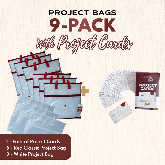 Project Bags (6 Red) - 9 Pack with Project Cards - MadamSew