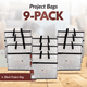 Project Bags - 9 Pack - All - in - Black - MadamSew