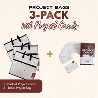 Project Bags (All Black) - 3 Pack with Project Cards - MadamSew