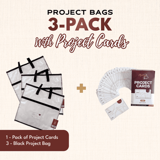 Project Bags (All Black) - 3 Pack with Project Cards - MadamSew