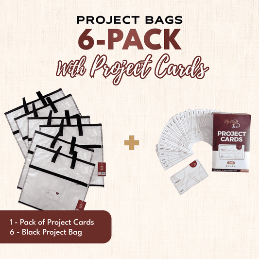 Project Bags (All Black) - 6 Pack with Project Cards - MadamSew
