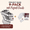 Project Bags (All Black) - 9 Pack with Project Cards - MadamSew