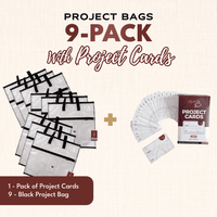 Project Bags (All Black) - 9 Pack with Project Cards - MadamSew