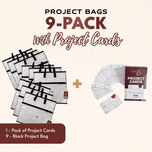 Project Bags (All Black) - 9 Pack with Project Cards - MadamSew