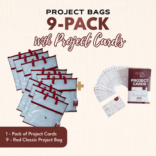 Project Bags (All Red) - 9 Pack with Project Cards - MadamSew