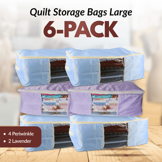 Quilt Storage Bags - 6 Pack - Large Size - Lavender & Periwinkle - MadamSew