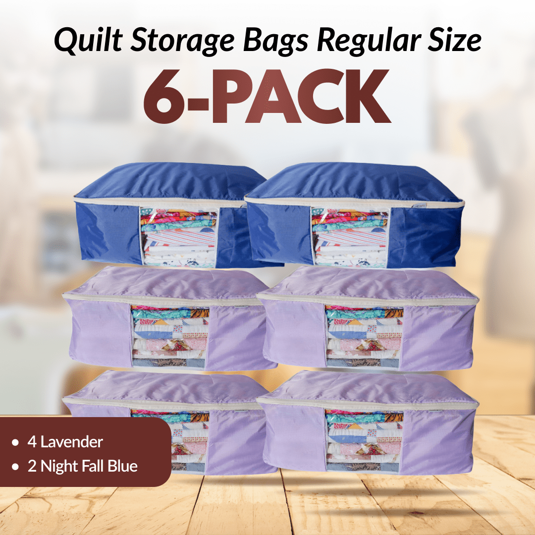 Quilt Storage Bags - 6 Pack - Regular Size (Lavender & Blue) - MadamSew