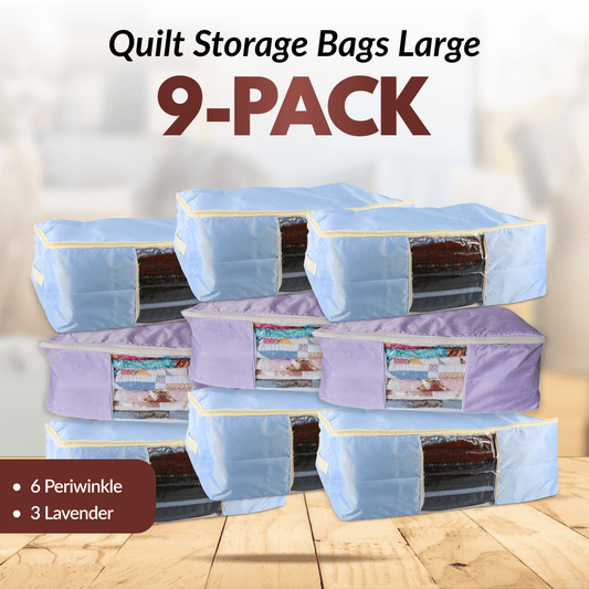 Quilt Storage Bags - 9 Pack - Large Size - Lavender & Periwinkle - MadamSew