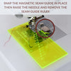 Seam Guide Ruler and a Magnetic Seam Guide by MadamSew with text to explain the use